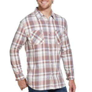 WEATHERPROOF VINTAGE Men's Beige Plaid Long Sleeve Button Down Casual Shirt S